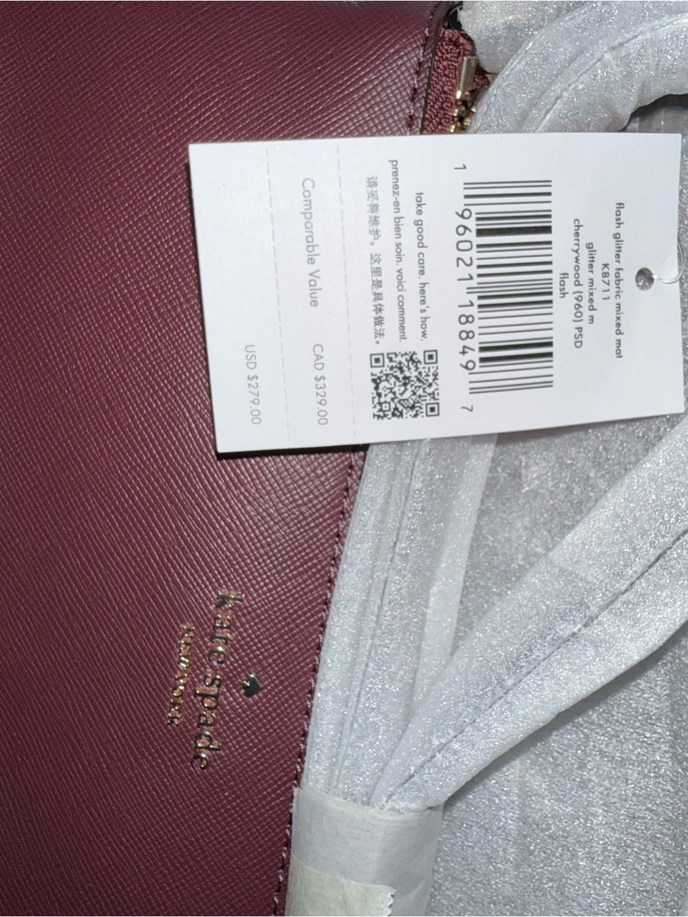 kate spade Pink Glitter and Maroon Saffiano Crossbody Bag - Picture 2 of 8
